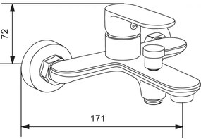 Mexen Milo, nástenná vaňová batéria, zlatá lesklá, 71330-50