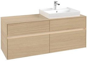 VILLEROY &amp; BOCH Collaro závesná skrinka pod umývadlo na dosku (umývadlo vpravo), 4 zásuvky, s LED osvetlením, 1400 x 500 x 548 mm, Nordic Oak, C086B0VJ