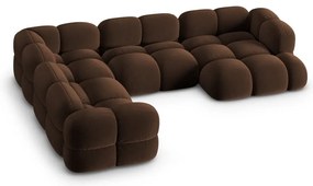 Tmavohnedá zamatová rohová pohovka (ľavý roh/do tvaru "U") Loretto – Cosmopolitan Design