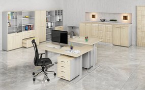 Kombinovaná kancelárska skriňa PRIMO GRAY, nízke dvere, 800 x 500 x 1781 mm, sivá/dub prírodný