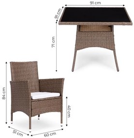 Záhradný set nábytku MULTIGARDEN – 4 kreslá a stôl, svetlohnedý