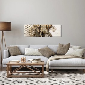 Obraz - Slon prerážajúci múr (s hodinami) (90x30 cm)