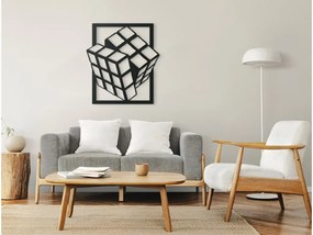 drevko 3D drevený obraz Rubikova kocka Rozmer obrazu: 32,5 x 36 cm, Farba dekorácie: Čierna