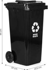 MULTISTORE Odpadkový kôš na zmiešaný odpad 120L  - gumené kolesá