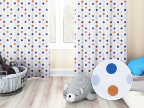Biante Detský bavlnený záves Sandra SA-120 Modré a hnedé bodky na bielom 150x210 cm
