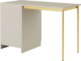 Jednodverový písací stôl Nicole 120 cm so zásuvkou - kašmír / zlaté nohy