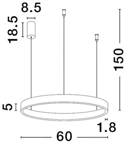 LED luster Elowen 60 strieborná