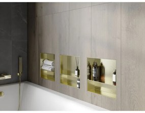 Mexen X-Wall-NR, polička na zapustenie pod obklad bez goliera 30 x 30 cm, zlatá lesklá, 1951303010S