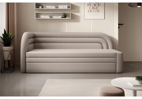 Béžová zamatová rozkladacia/s úložným priestorom pohovka ľavý roh 223 cm Fabillo – ELTAP