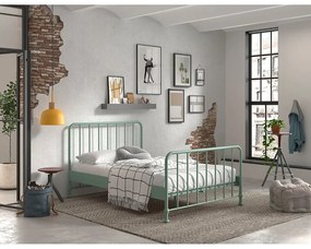 Zelená kovová jednolôžková posteľ s roštom 140x200 cm BRONXX – Vipack