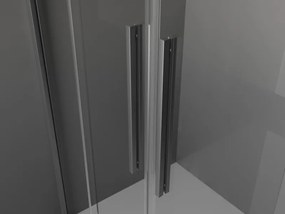 Mexen Velar L Duo, sprchový kút s posuvnými dverami 90 x 90 cm, 8mm sklo námraza, brúsený grafit, 871-090-090-02-33-95