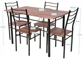 Kovový jedálenský stôl so 4 stoličkami