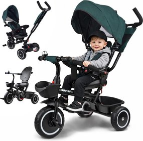 Detský trojkolka Tiny Bike 3v1 so strieškou, otočná  SP0650 zelená