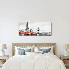 Obraz - Milenci v Paríži (120x50 cm)