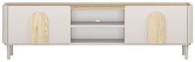 TV stolík Amilio 170 cm so zásuvkou - kašmír / olejovaný dub / úchytky svetlý dub