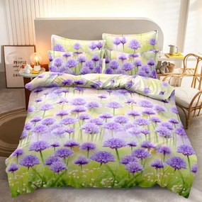 3D Obliečky PURPLE FLOWERS zelené Rozmer obliečky: 70 x 80 cm | 140 x 200 cm