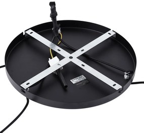 Retro závesná lampa čierna s oranžovým sklom 3-svetlá - Denise