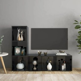 TV skrinky 2 ks lesklé čierne 107x35x37 cm drevotrieska