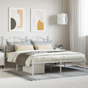 Kovový rám postele s čelom biely 183x213 cm 353493