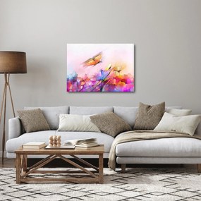 Obraz - Motýľ nad kvetinou, abstrakcia (70x50 cm)