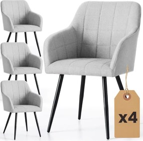 Sada štyroch jedálenských stoličiek LUXANO  Lumos zamatové, svetlosivé / čierne nohy (4 ks)
