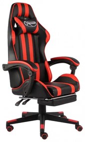 vidaXL Herná stolička s opierkou na nohy čierna a červená umelá koža-