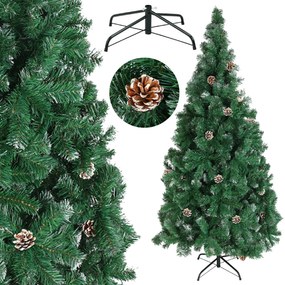 EVE zasnežený vianočný stromček smrek 180 cm šišky stojan