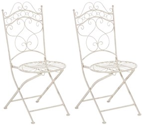 Kovová stolička skladacia Indra (SET 2 ks) - Krémová antik
