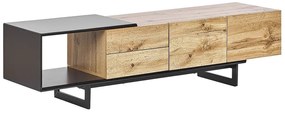 Čierny televízny stolík so svetlým drevom FIORA Beliani
