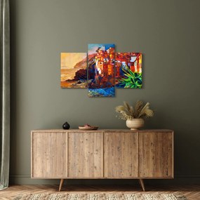 Obraz - Dedina na pobreží Cinque Terre, Talianska riviéra, moderný impresionizmus (90x60 cm)