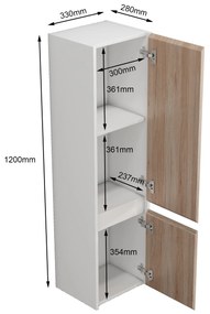 Vysoká závesná kúpeľňová skrinka Houseland Nivra dub/biela