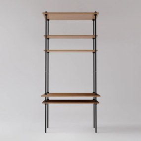 Regál s písacím stolom DECO s 5 policami, 185x85x35/52,5 cm