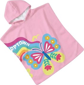 Detské pončo BUTTERFLY ružové 60x120 cm