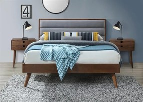 Manželská postel Orname (tmavé drevo + sivá). Vlastná spoľahlivá doprava až k Vám domov. 1048586