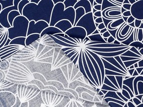 Biante Bavlnený záves Sandra SA-273 Biele mandaly na tmavo modrom 140x260 cm