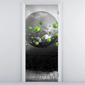 Fototapeta na dvere - Zelené abstraktné gule (95x205cm)