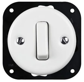 Elhard Okrúhly keramický vypínač s kolískou č.1, biely - kompletný KV5001W