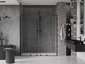 Mexen Velar L Duo, posuvné sprchové dvere do otvoru 180 cm, 8mm číre sklo, čierna matná, 871-180-003-02-70