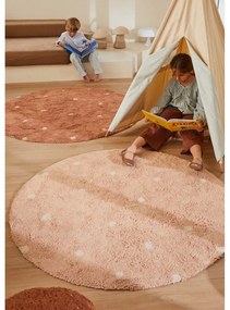 Svetloružový prateľný ručne tkaný bavlnený detský koberec ø140 cm Round Dot Rose – Lorena Canals