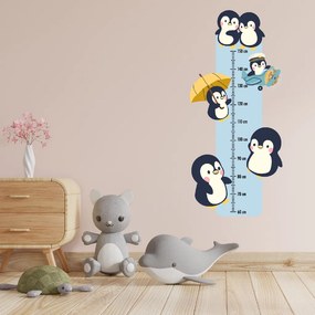 PIPPER. Detský meter - Tučniaci - textilná nálepka na stenu