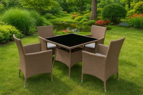 ZÁHRADNÝ SET CANIS 4 x KRESLO + HRANATÝ STÔL