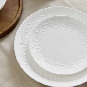 Dezertný tanier SYLIA biely s ornamentom SS23 844015