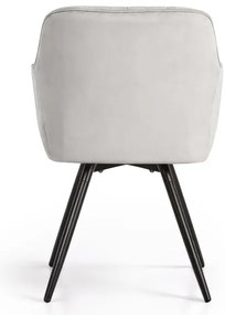 Sada dvoch jedálenských stoličiek TURNO zamatové, sivé / čierne nohy (2 ks)