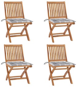Skladacie záhradné stoličky s podložkami 4 ks tíkový masív 3072821