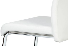 Autronic -  Jedálenská stolička DCL-418 WT, koženka biela, chróm