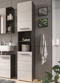Vysoká kúpeľňová skrinka Gloss, antracit/biely lesk%