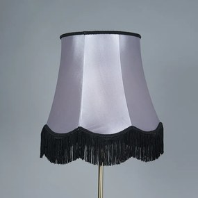 Stojaca lampa mosadzná s tienidlom Granny čierna-šedá 45 cm - Kaso