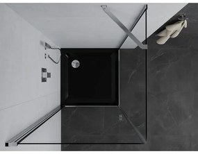 Mexen Pretoria, sprchovací kút 90 (dvere) x 90 (stena) cm, 6mm číre sklo, chrómový profil + čierna sprchová vanička, 852-090-090-01-00-4070