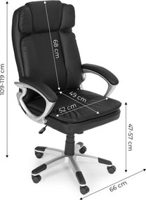 Otočná kancelárska stolička s dvojitým čalúnením a nastaviteľnou výškou, čierna