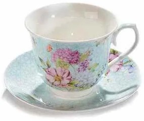 Šálka s podšálkou "kvetinový dekor", porcelán, 200 ml, 4 motívy